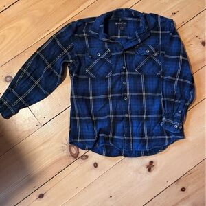 Blue Plaid Button-Up Shirt